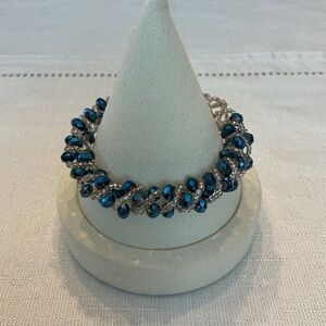 Sapphire Blue Iridescent Faceted Bead Bracelet